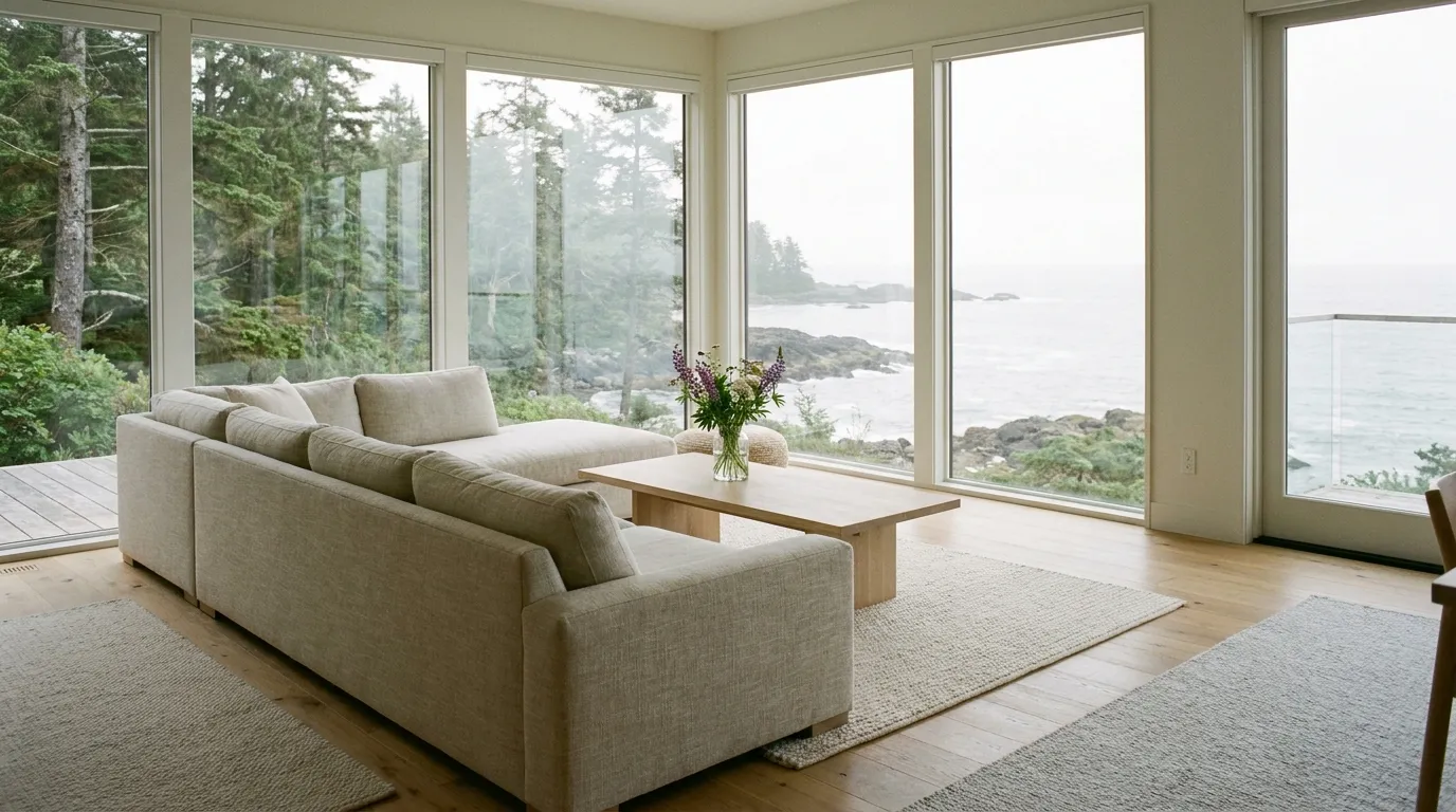 A bright, airy coastal interior of the Tofino retreat